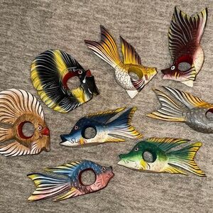 Coastal Vintage Wooden Fish Napkin Rings